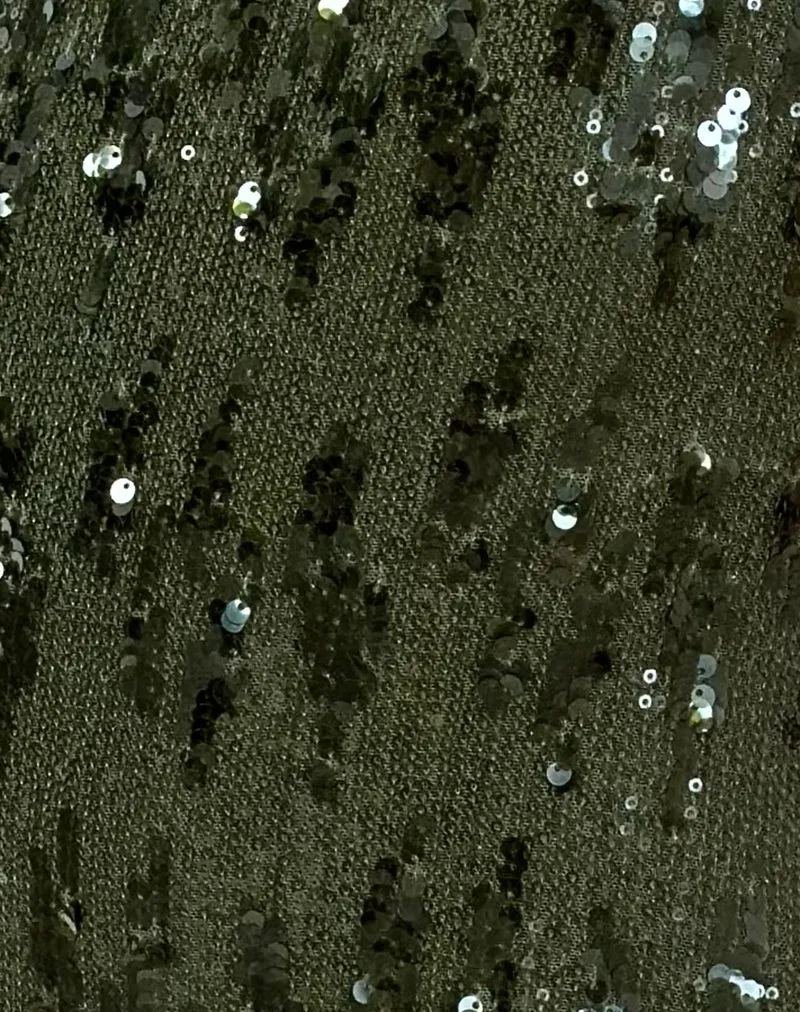 Lalaurie Minikleid mit Rundhalsausschnitt aus gemischtem Paillettenstoff in Khaki