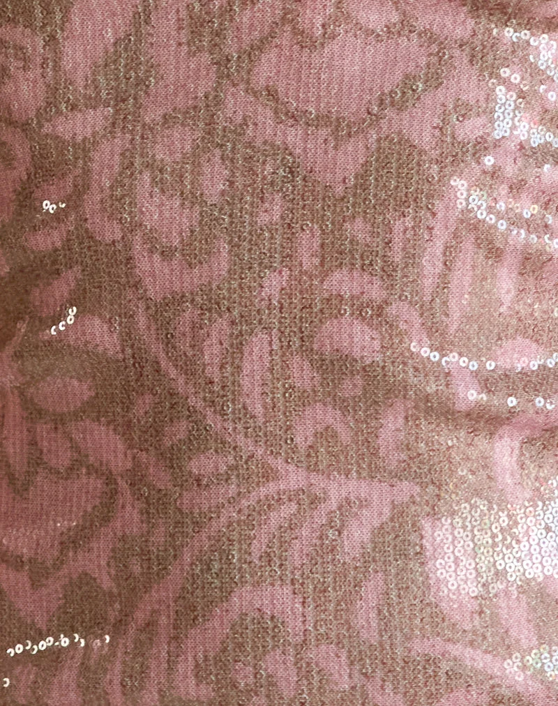 Bertolt Minikleid in Boho Batik Pailletten Rosa
