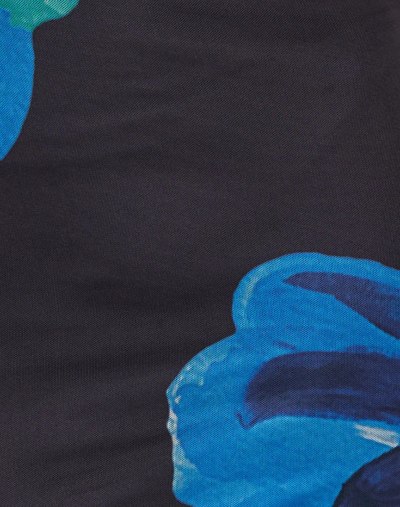 Fayola Bedrucktes Maxikleid in Watercolour Flower Blau