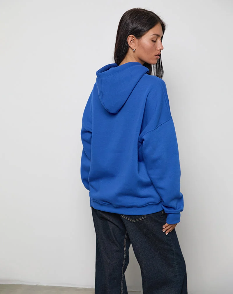 Übergroßer Hoodie in Kobaltblau mit Cool-Girl-Grafik