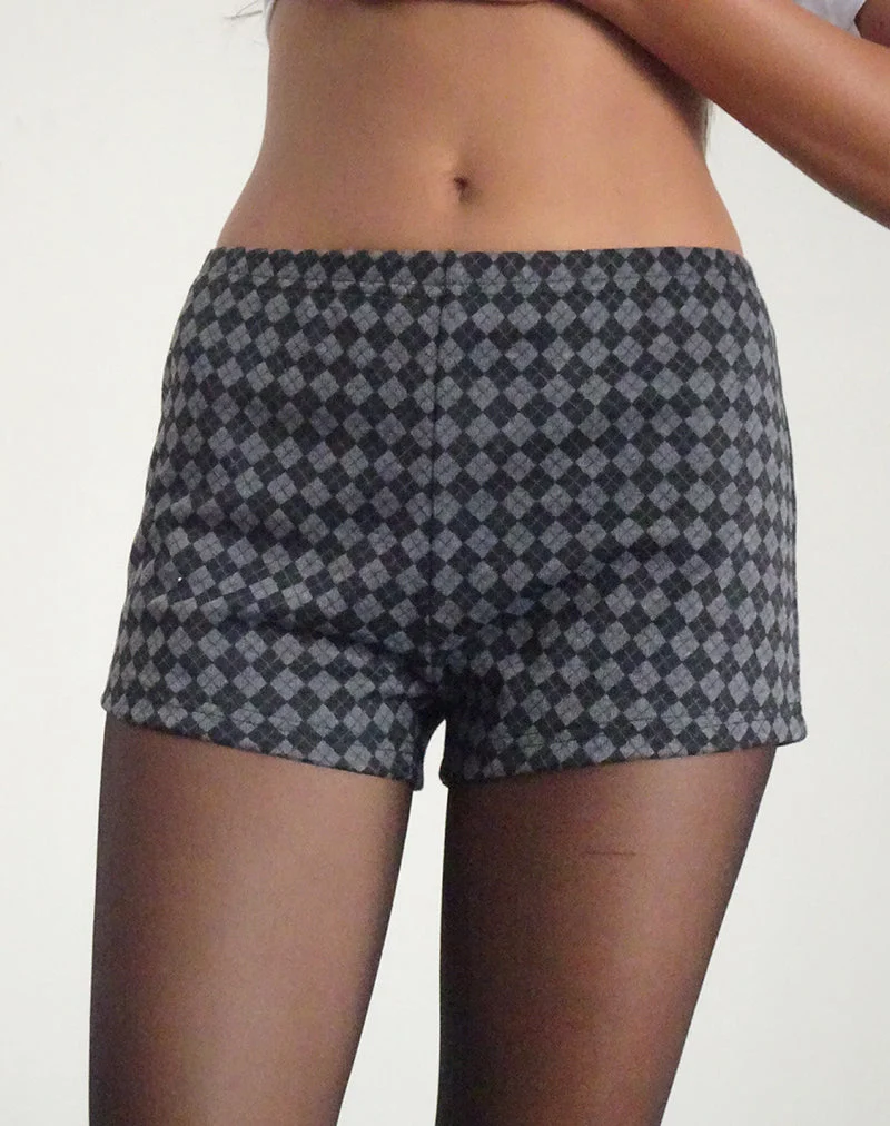 Emier Micro Shorts in Argyle Schwarz Grau