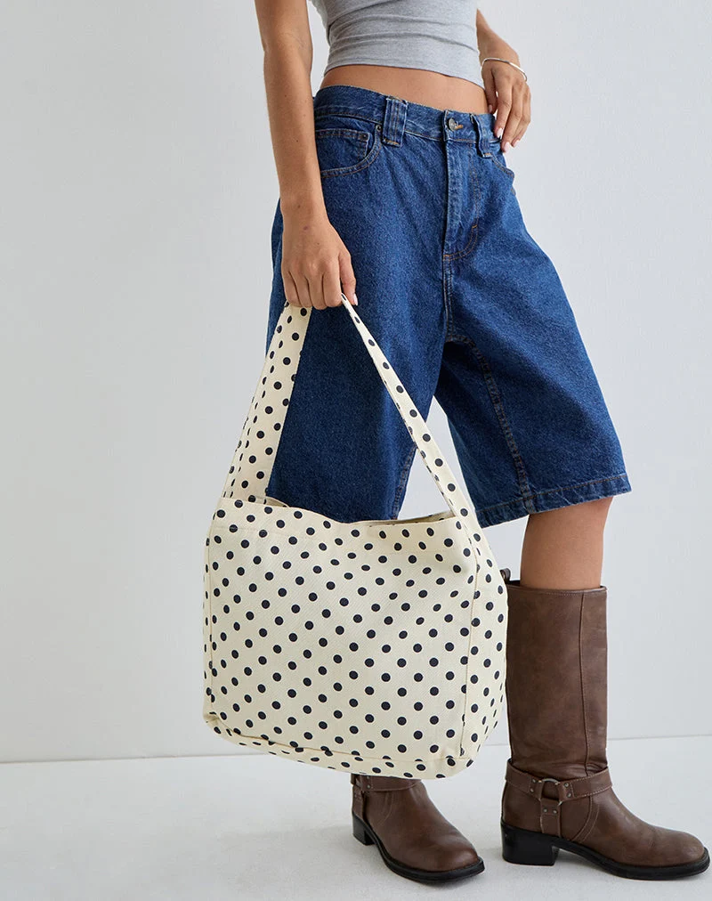 Sota Polka Twill Tasche in Weiß und Schwarz