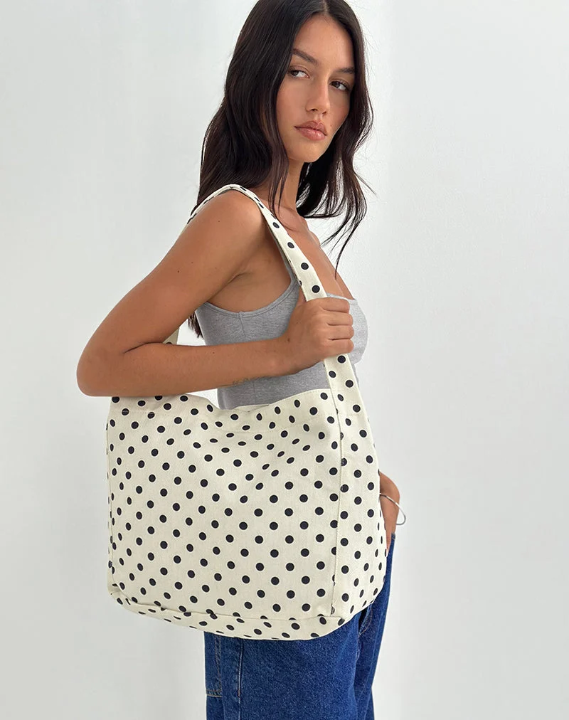 Sota Polka Twill Tasche in Weiß und Schwarz