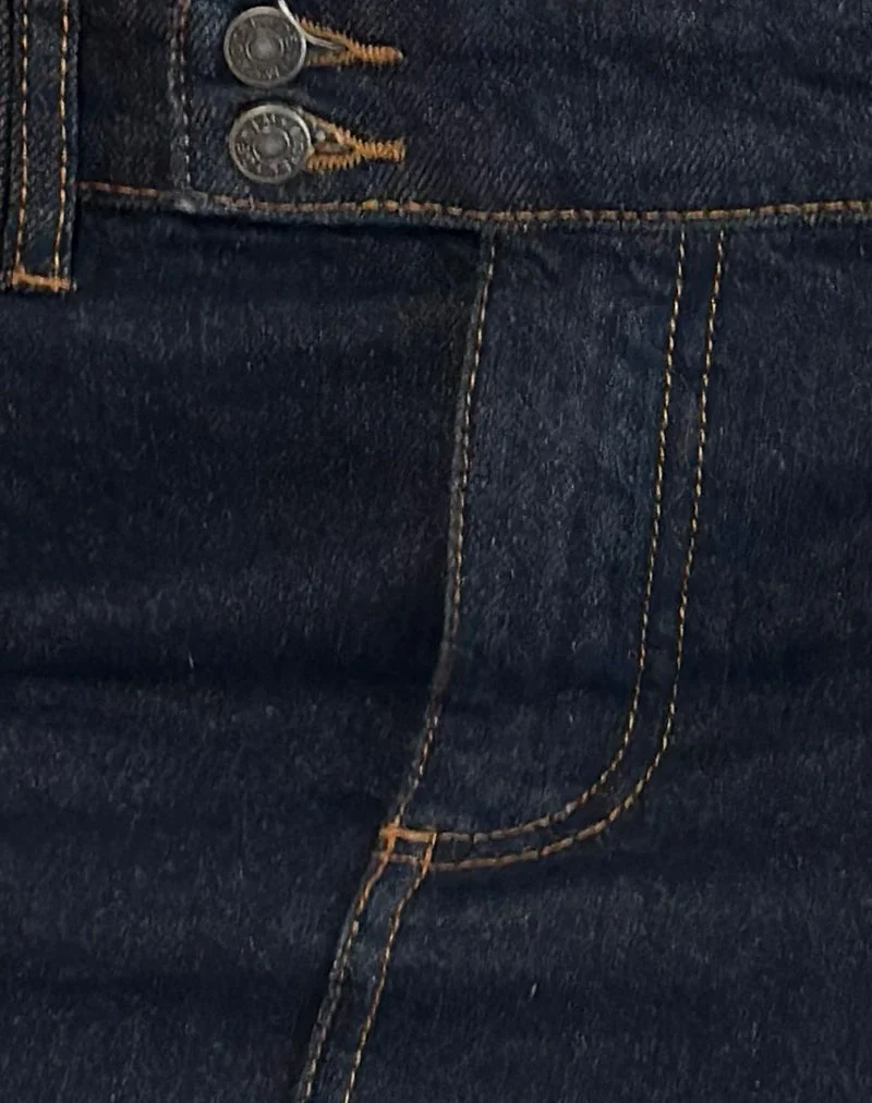 Starrer Micro-Denim-Rock in Indigo