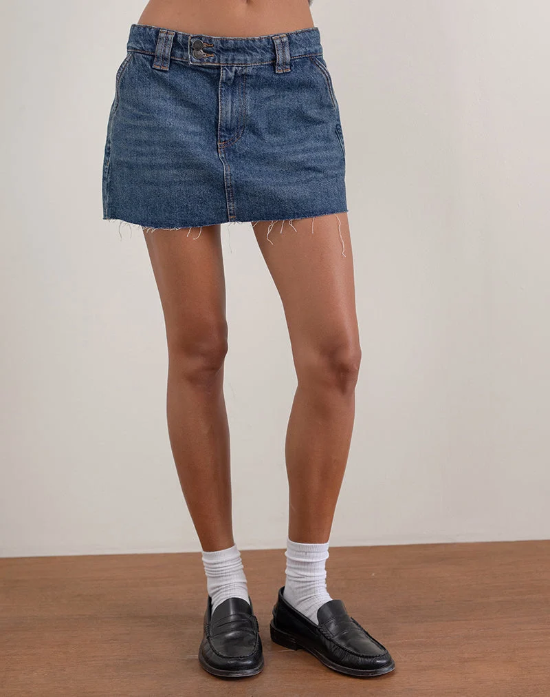Starrer Micro-Denim-Rock in Heritage Blau