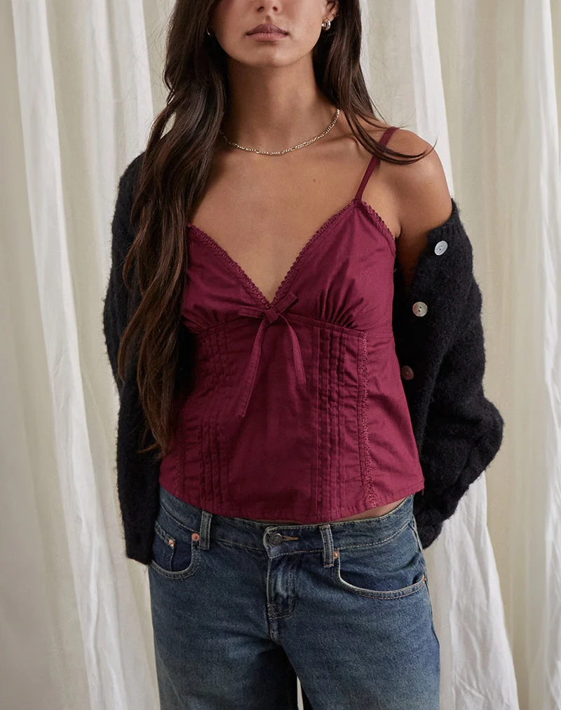 Jepuni Cami Top in Burgund