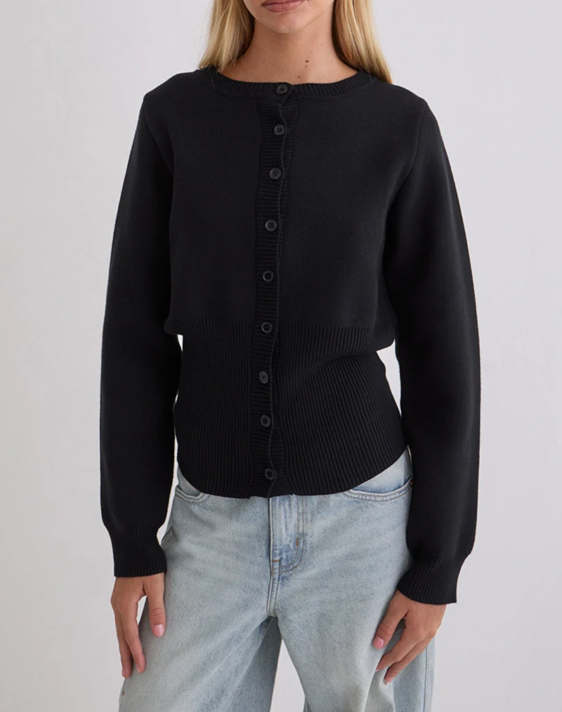 Subra Langärmelige Strickjacke in Schwarz