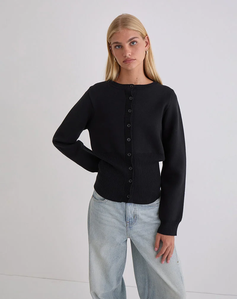 Subra Langärmelige Strickjacke in Schwarz