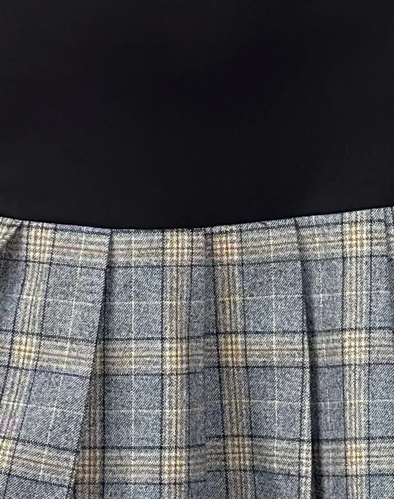 Terdayu Bandeau Plissee-Minikleid in Schwarz Grau Karo
