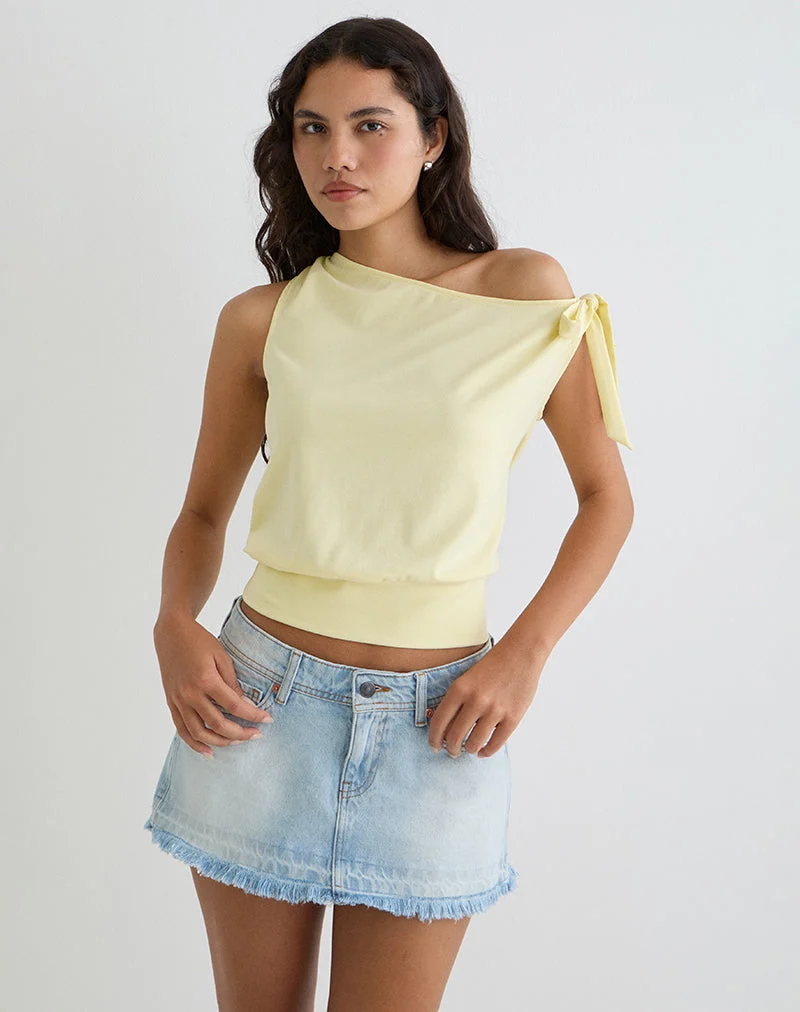 Aleyah Tie Shoulder Tee in Zitrone