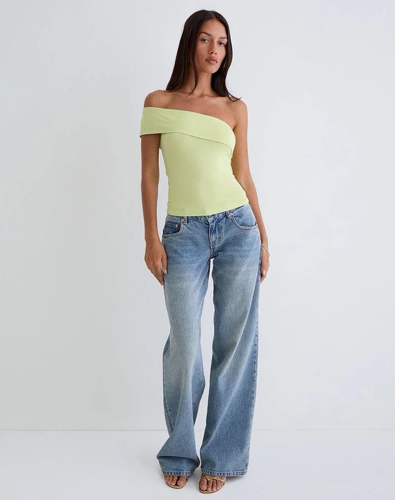 Marga One Shoulder Top in Pistazie
