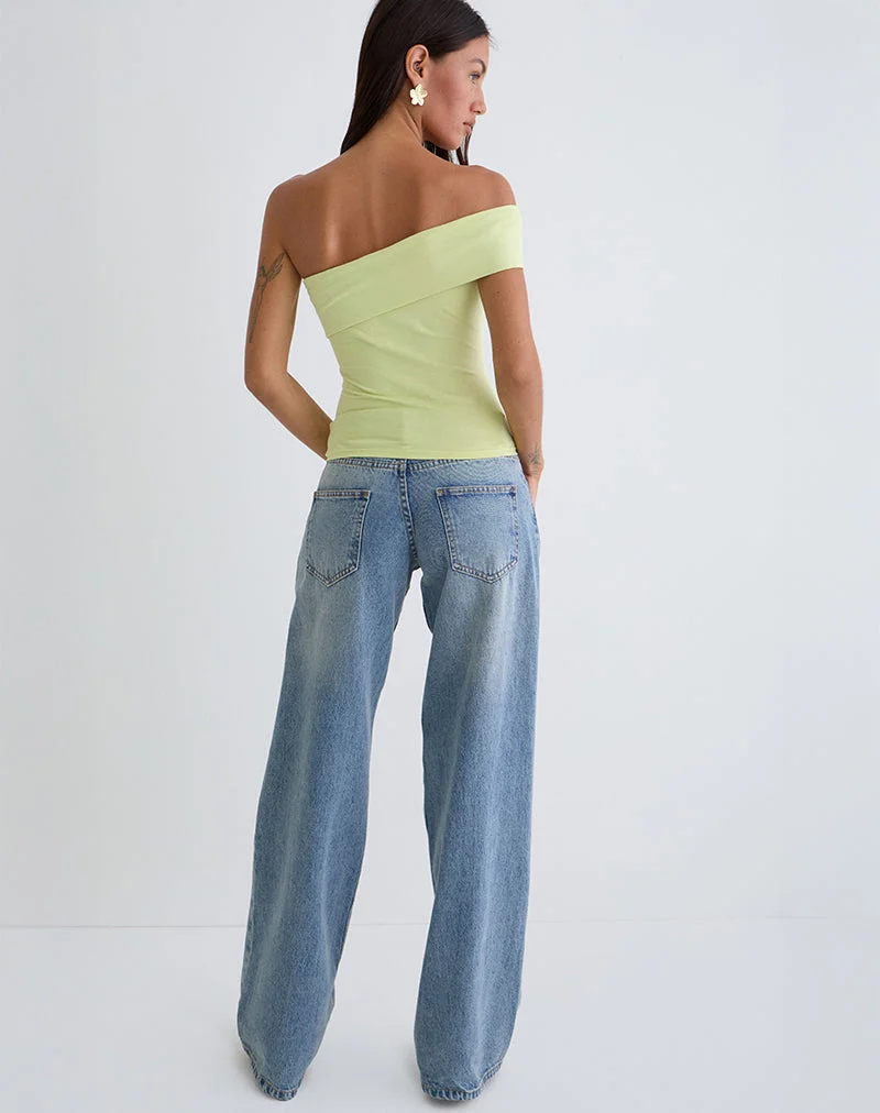 Marga One Shoulder Top in Pistazie