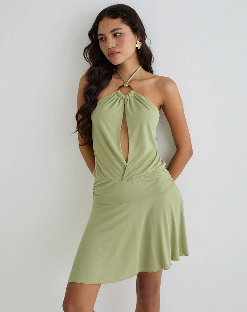 Saira Neckholder-Minikleid in Salbei