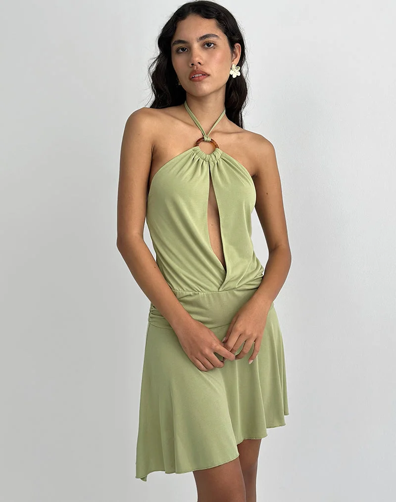 Saira Neckholder-Minikleid in Salbei