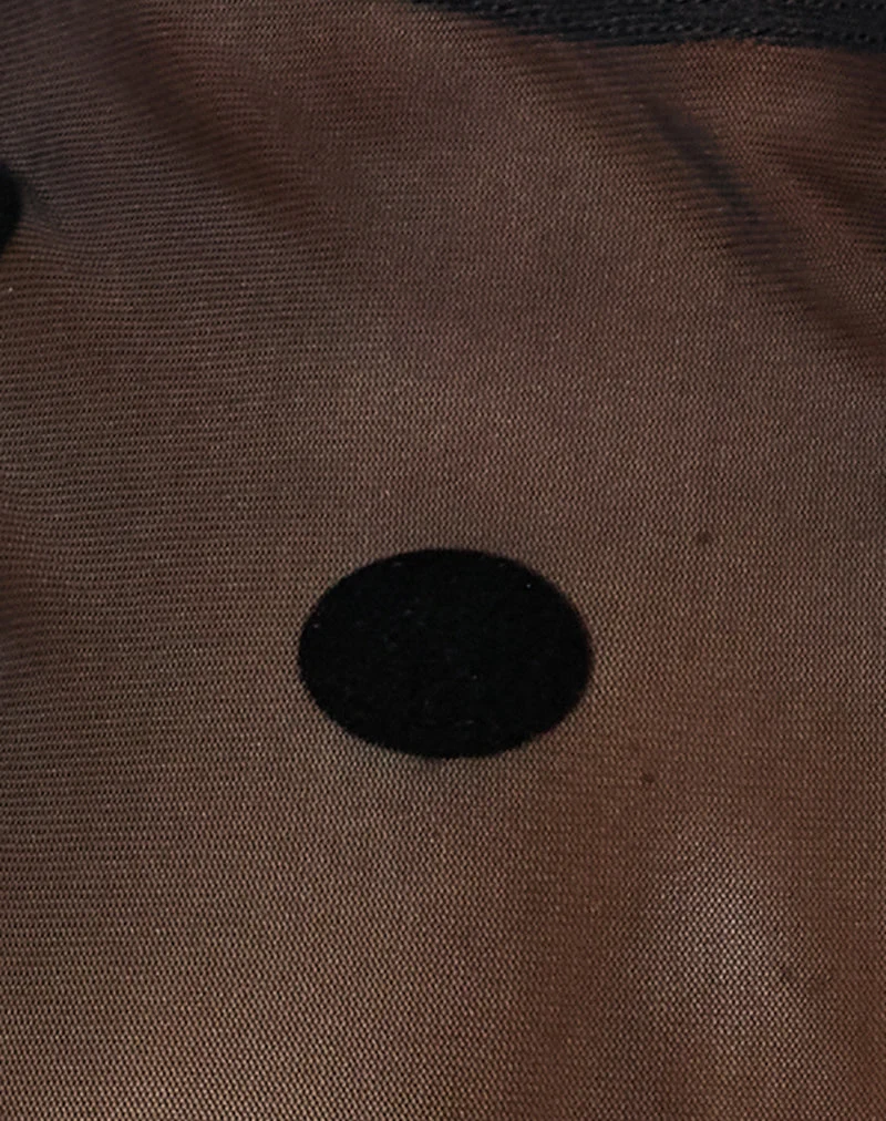 Harsya Ungefüttertes Top in Big Polka Flock Schwarz