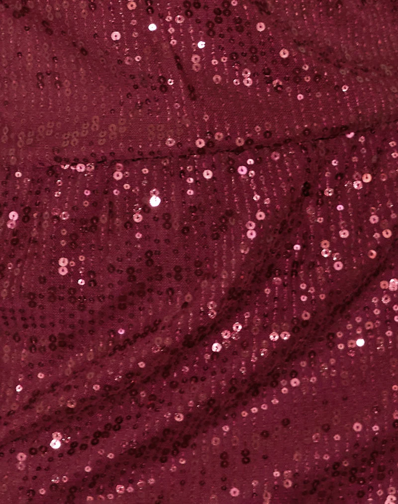 Jasilia Langärmeliges Minikleid aus hauchdünnem Paillettenstoff Rot