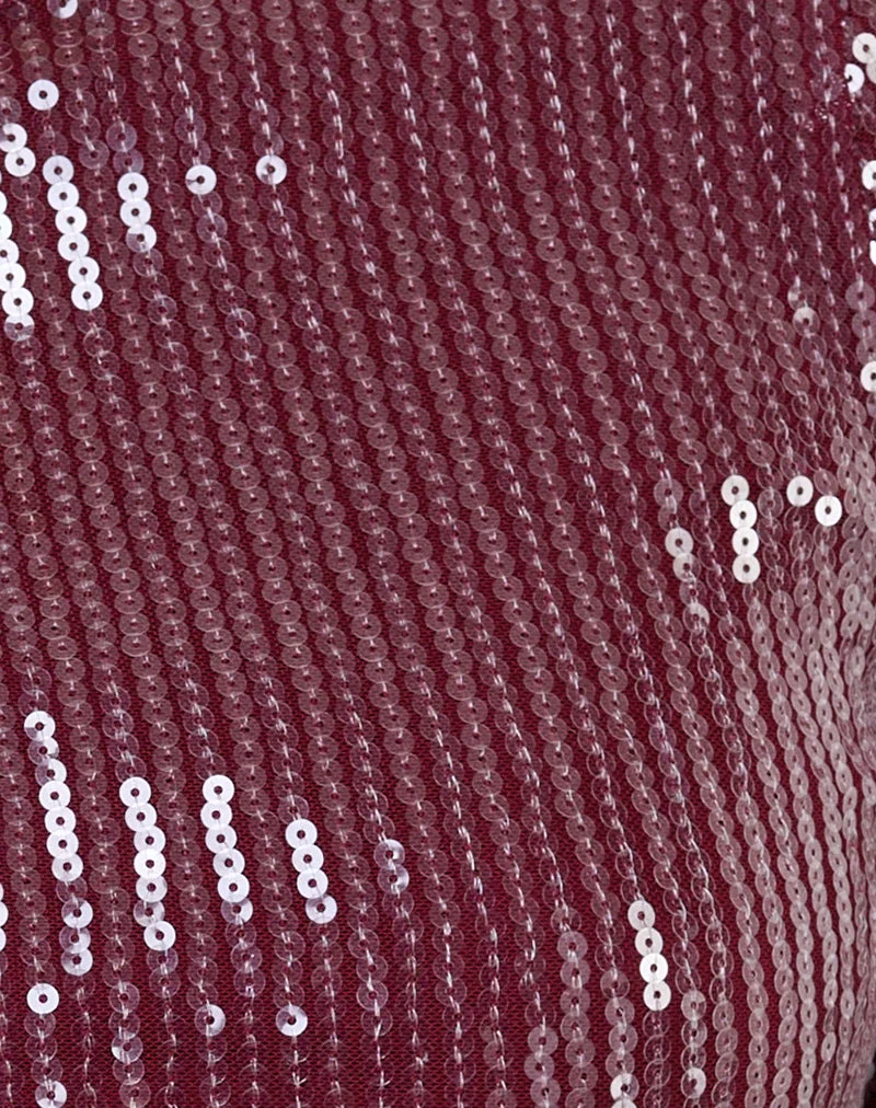 Xarjo Rückenfreies Oberteil aus klarem Paillettenstoff Maroon