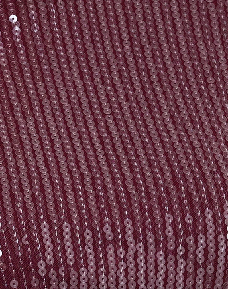 Kimberly Minikleid aus transparentem Paillettenstoff Maroon