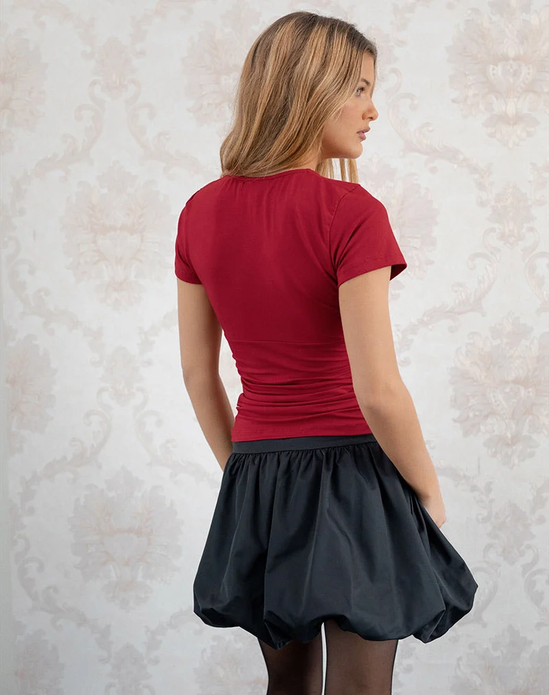 Batya Plunge Top aus gerafftem Jersey Adrenalin Rot