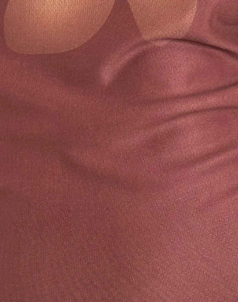Armali Langärmeliges Top aus Mesh Tonal Flower Braun