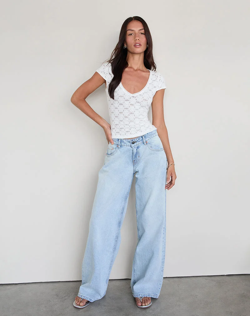 Sanjana Top aus Spitze Elfenbein