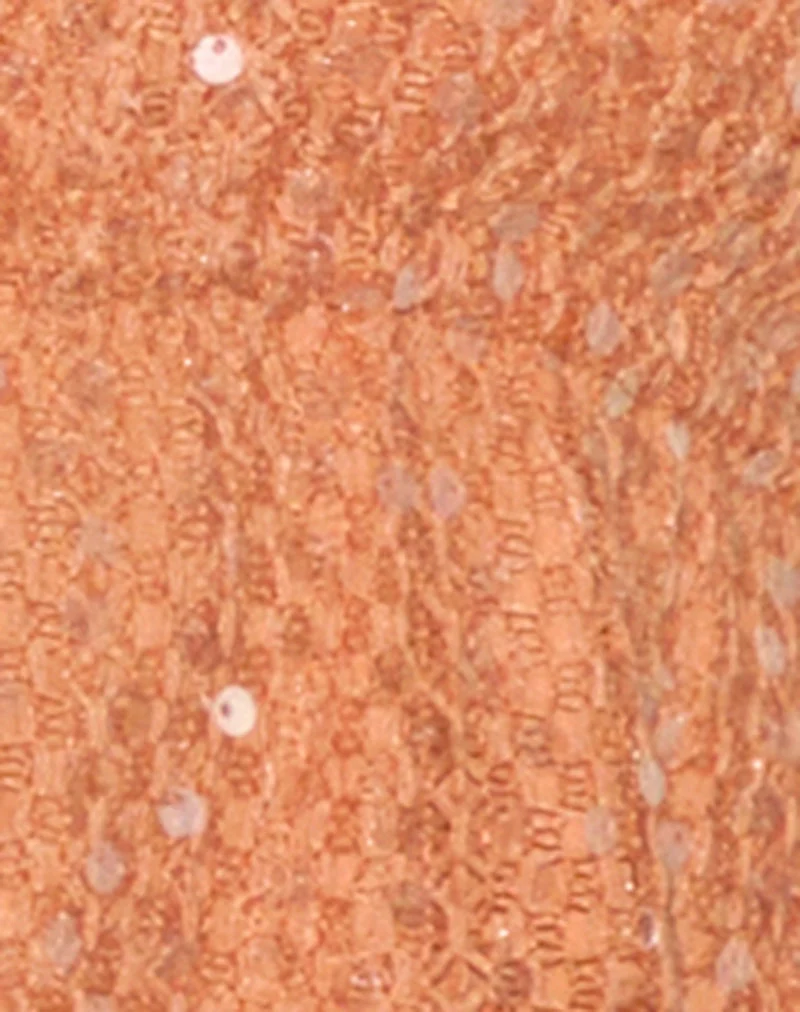 Ryoma Neckholder-Top aus Paillettenstrick Orange
