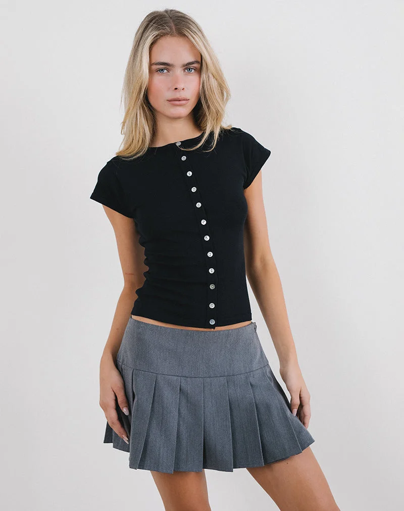 Elmira Top aus Flachstrick Schwarz