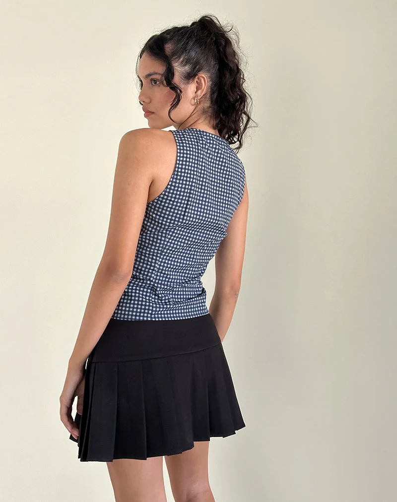 Vishata Top in Mini Gingham Dunkelblau