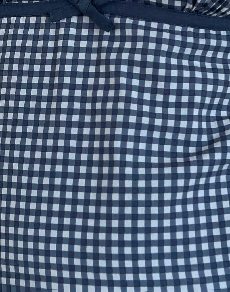 Vishata Top in Mini Gingham Dunkelblau