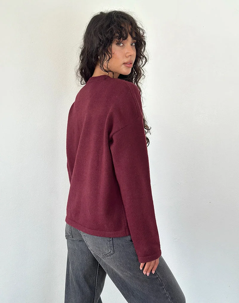 Maureen Strickjacke in Wein
