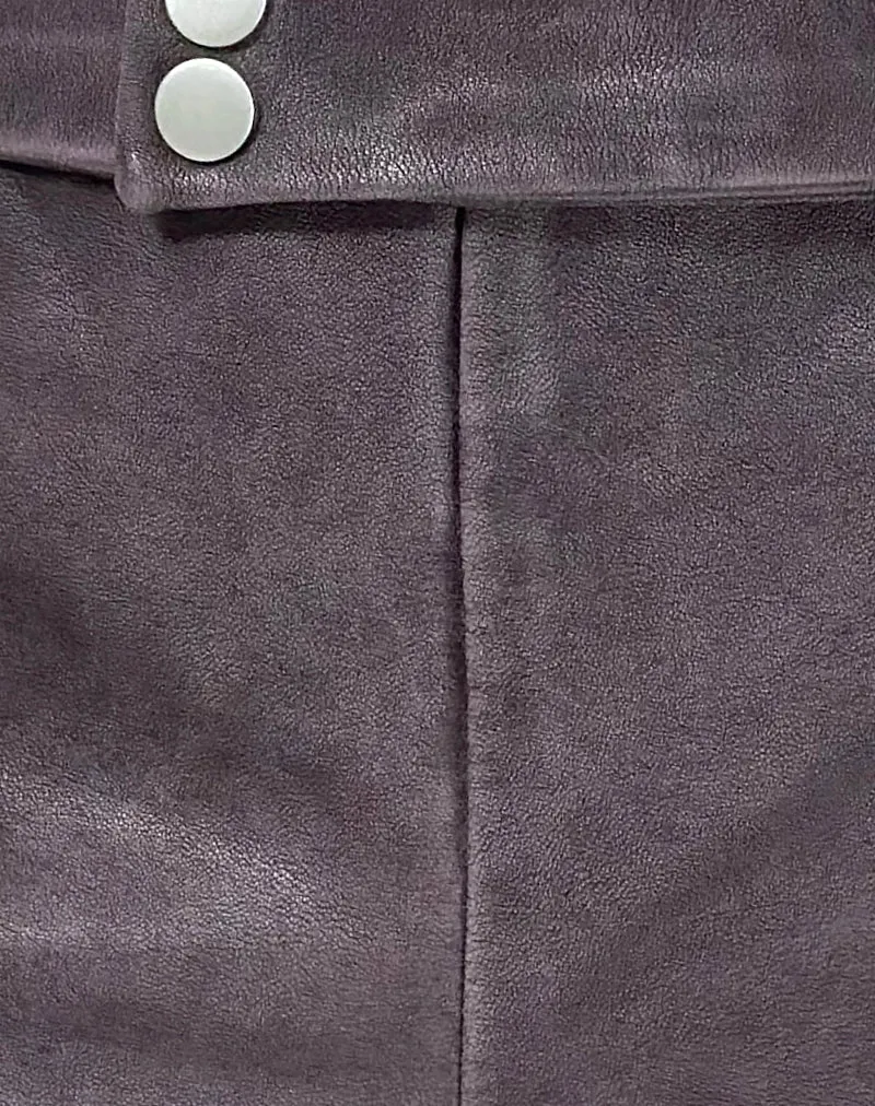 Jarli Hot Pants in Distressed PU gewaschene Pflaume
