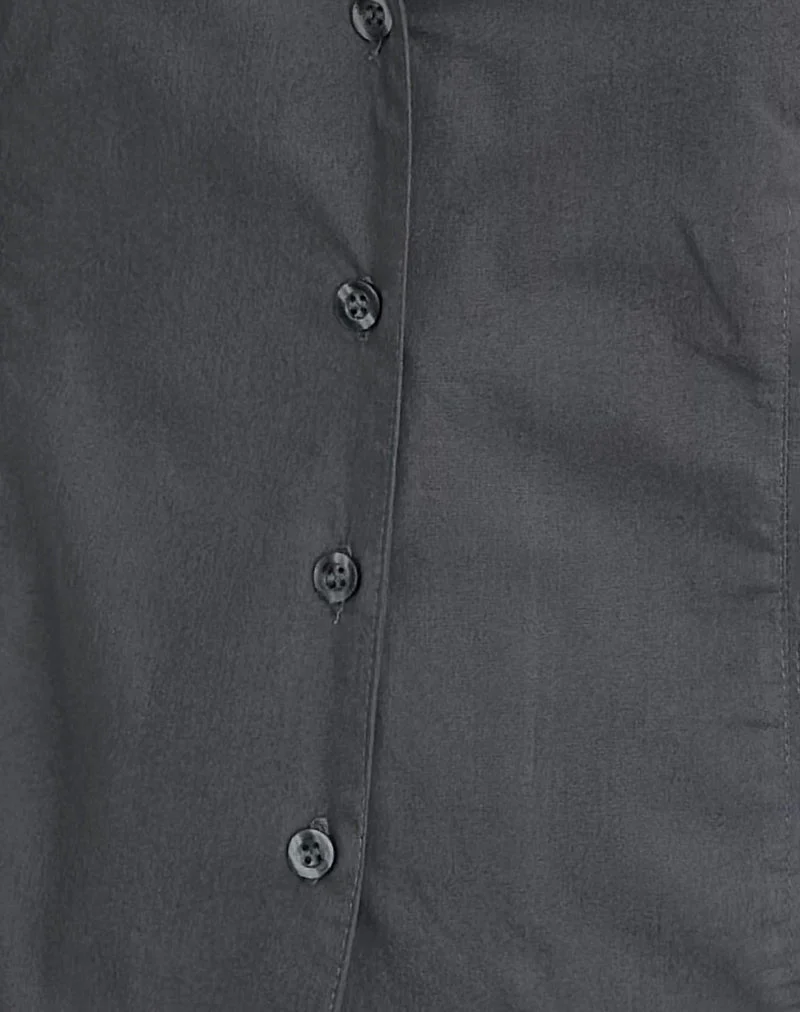 Mikanu Button Down Neckholder Bluse in Anthrazit