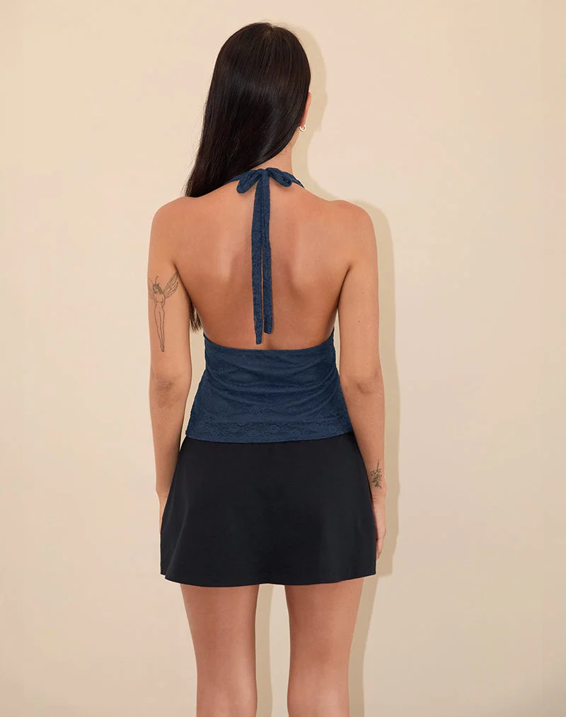 Matua Neckholder-Top aus Klee-Spitze Navy