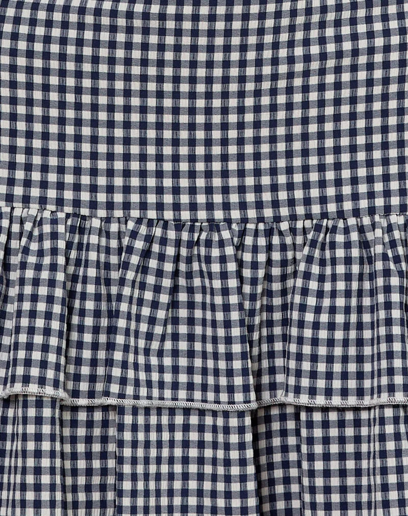 Sitav Kleid aus Seersucker Gingham Navy