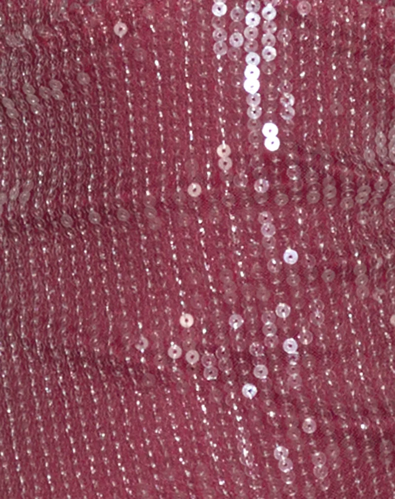 Hepasi Neckholder-Minikleid aus transparentem Paillettenstoff in Maroon