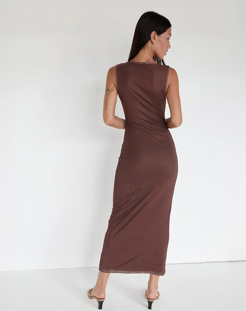 Fayola Maxikleid mit verschwommenem Blumendruck Braun
