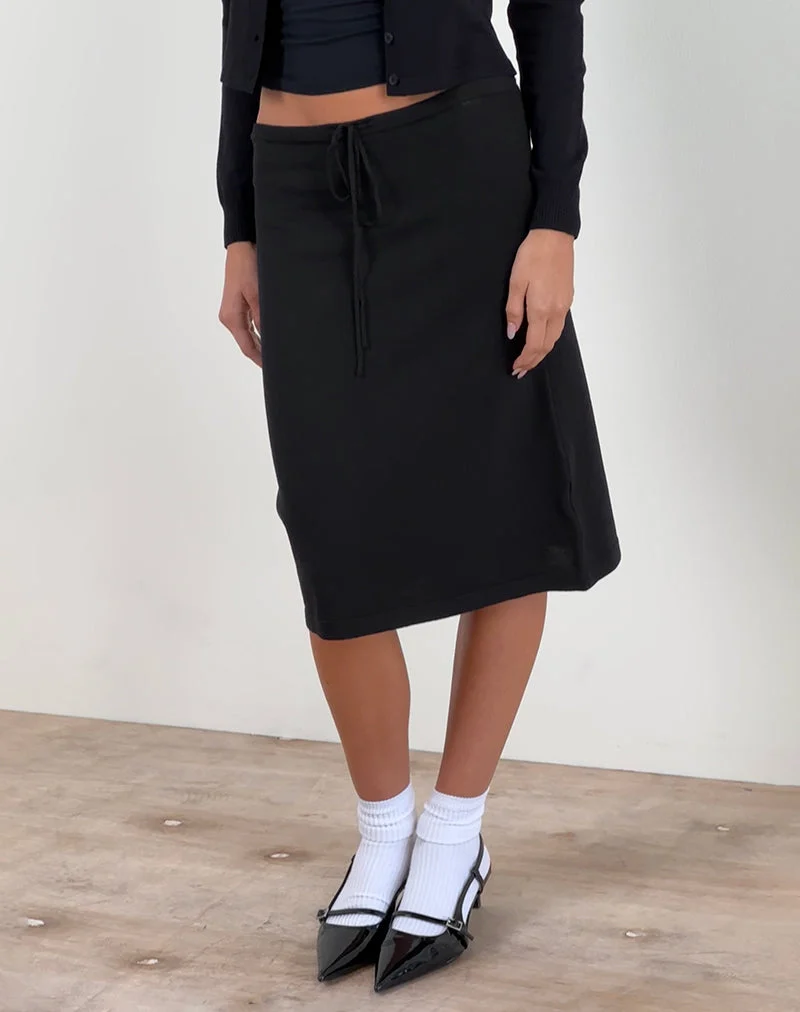 Rella Midirock aus Flachstrick Schwarz