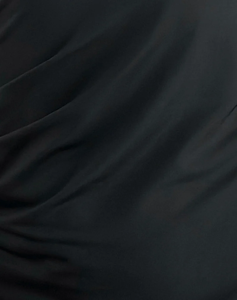 Xowen One Shoulder Kleid in Slinky Schwarz