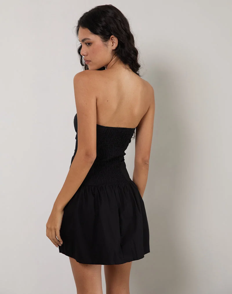 Kafridi Ösen-Minikleid aus Popeline Schwarz