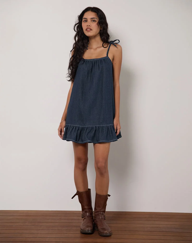 Carlisle Minikleid aus Chambray Indigo