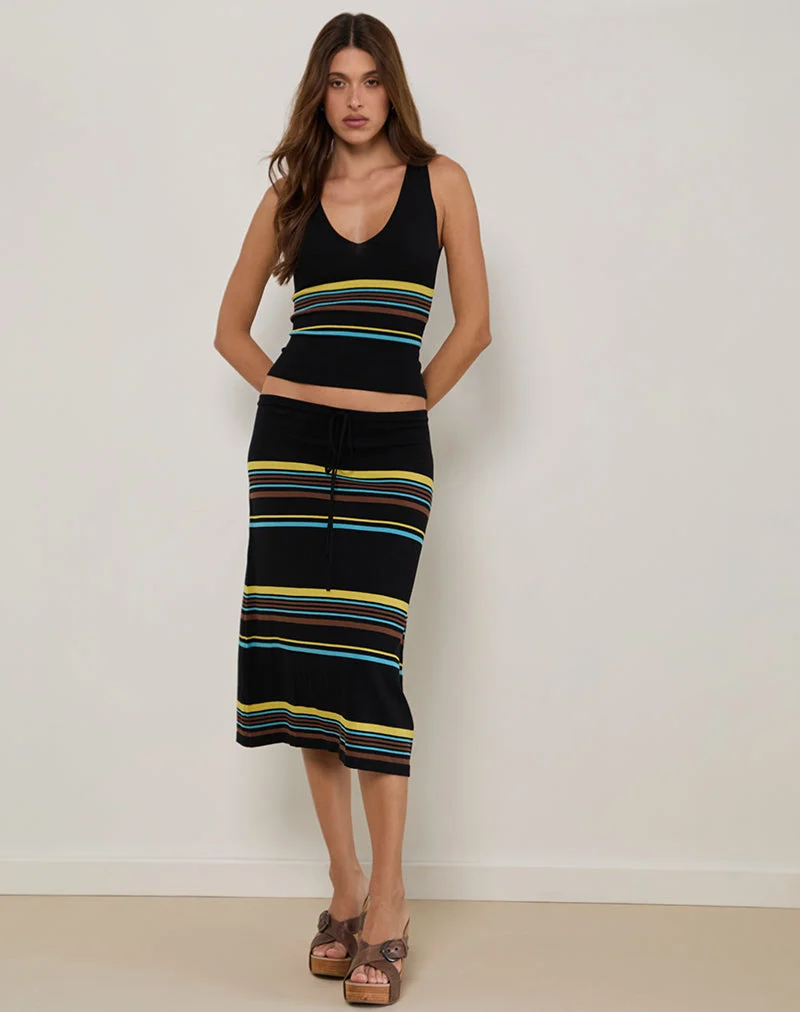 Amalia Midirock in Schwarz mit braunen und blauen Streifen