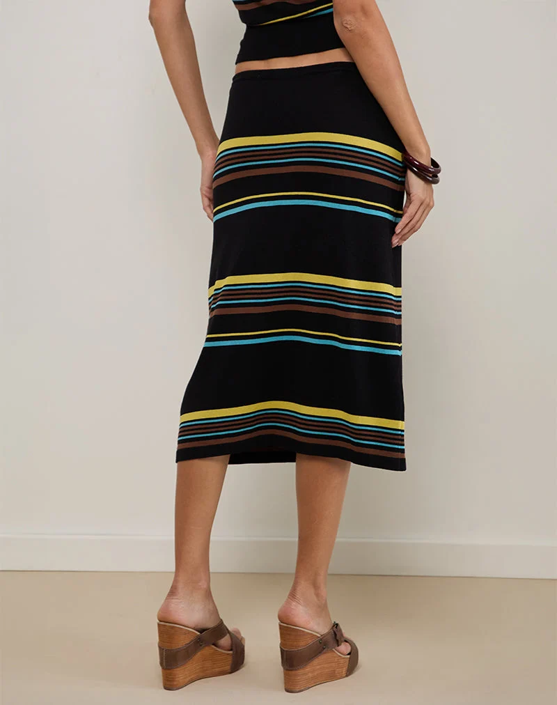 Amalia Midirock in Schwarz mit braunen und blauen Streifen