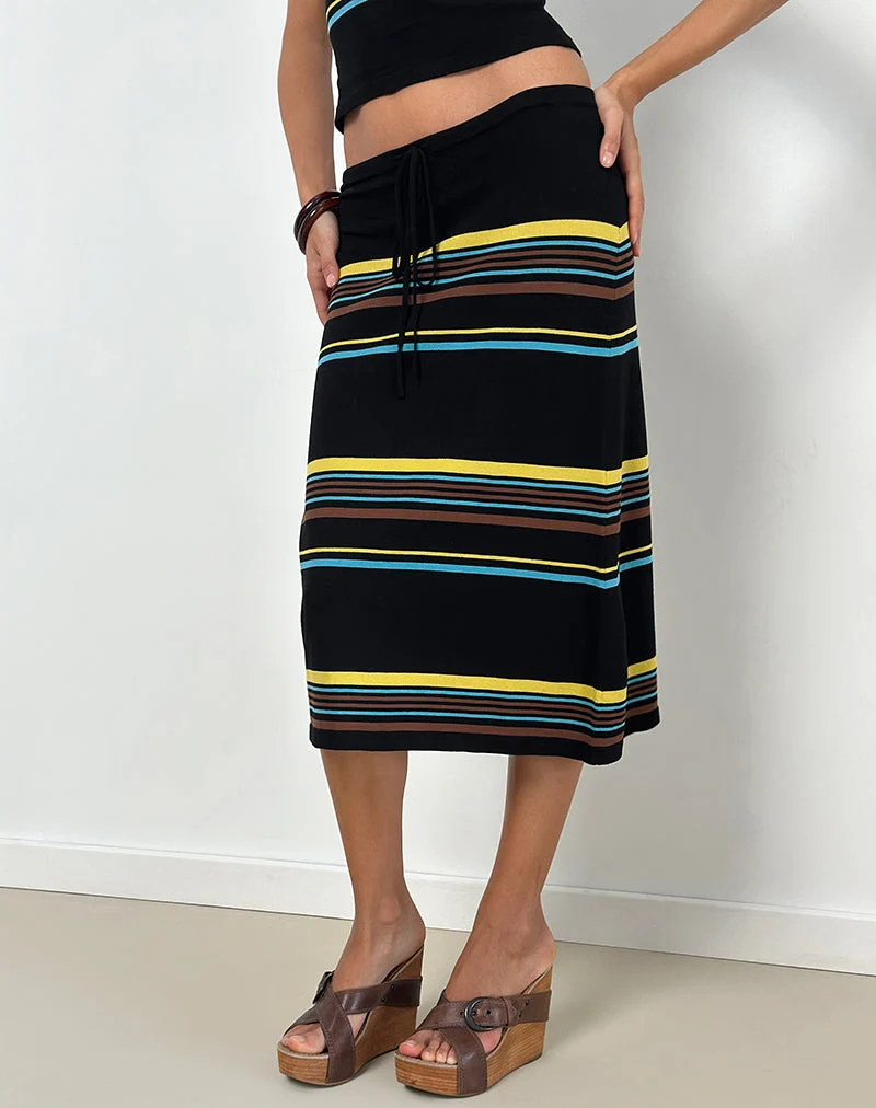 Amalia Midirock in Schwarz mit braunen und blauen Streifen
