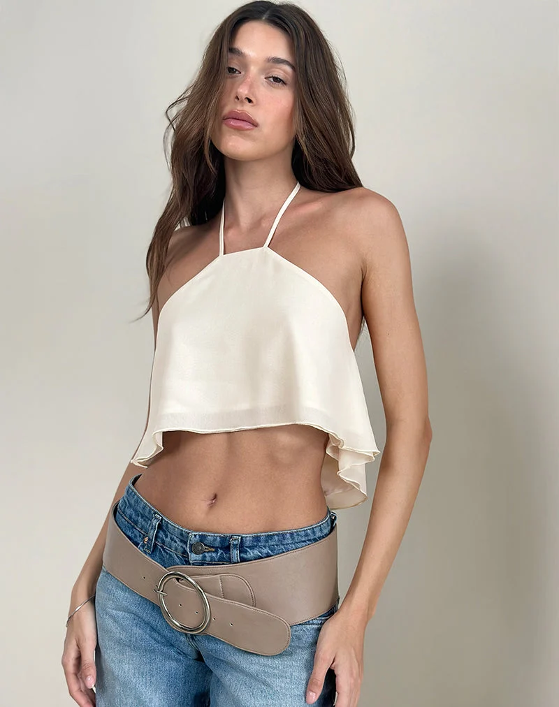 Jivika Crop Top aus Chiffon Creme