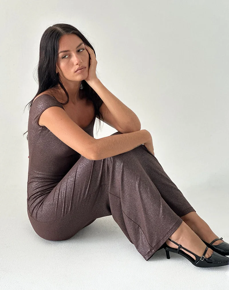 Jolita Maxikleid in Braun Schimmer