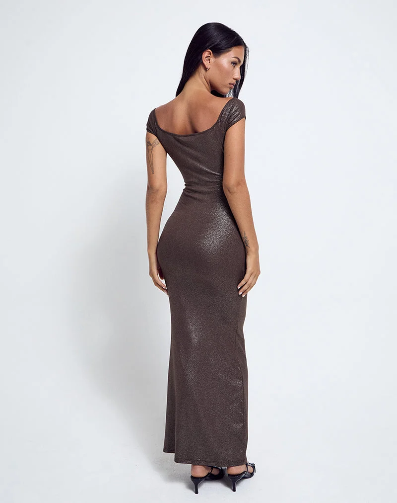 Jolita Maxikleid in Braun Schimmer