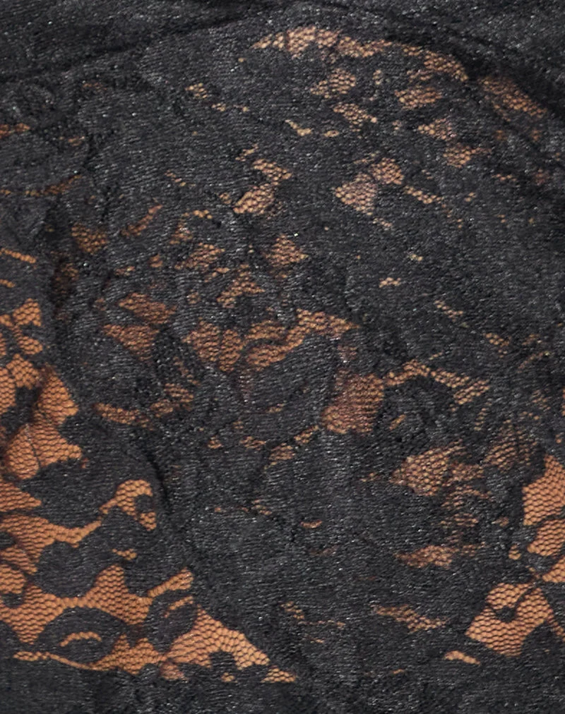 Harumi Neckholder-Top aus Spitze Schwarz