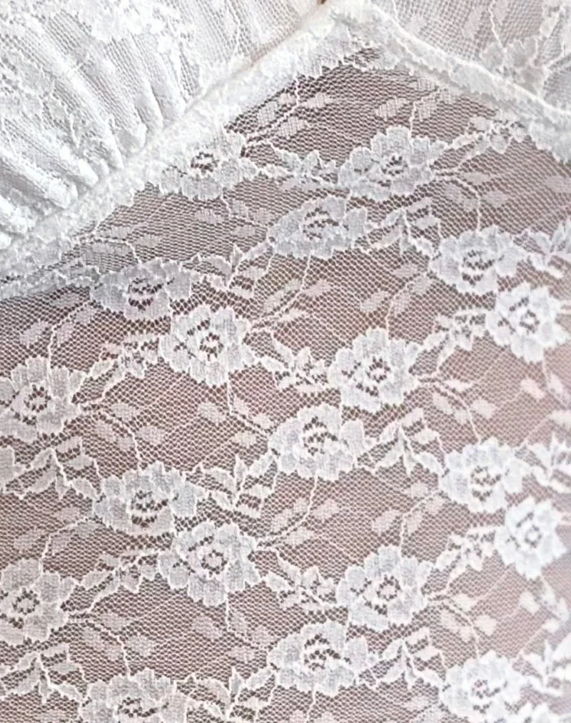 Livra Top aus Klee-Spitze Weiß