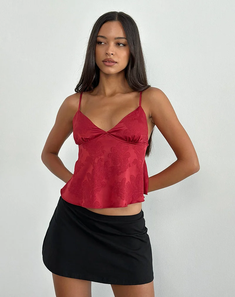 Marinda Top aus Satin-Jacquard in Burgund