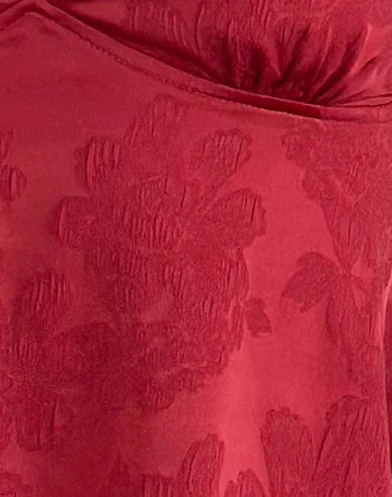 Marinda Top aus Satin-Jacquard in Burgund
